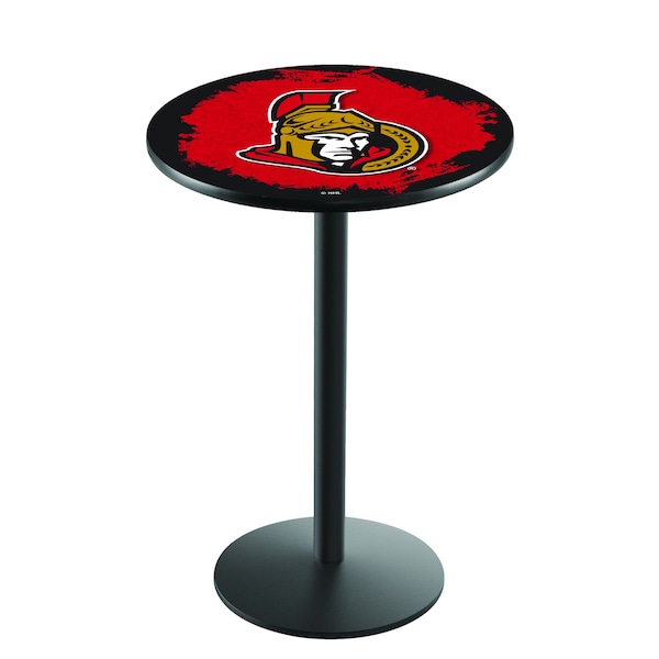Holland Bar Stool Co 36" Blk Wrinkle Ottawa Senators Pub Table L214B3628OttSen - main